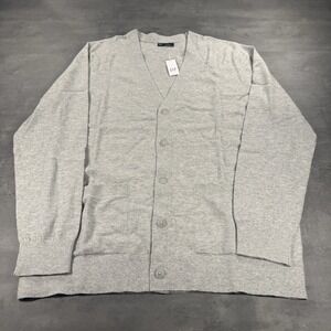 GAP Cardigan‎ Sweater Mens XL Gray Classic Button Up CashSoft Cotton Blend